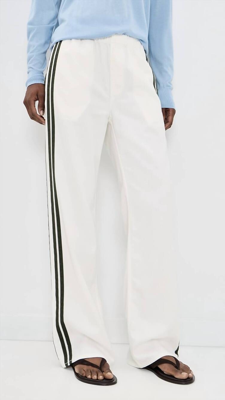 NEW RAG & BONE logan featherweight pullon track pants in white sport/green
